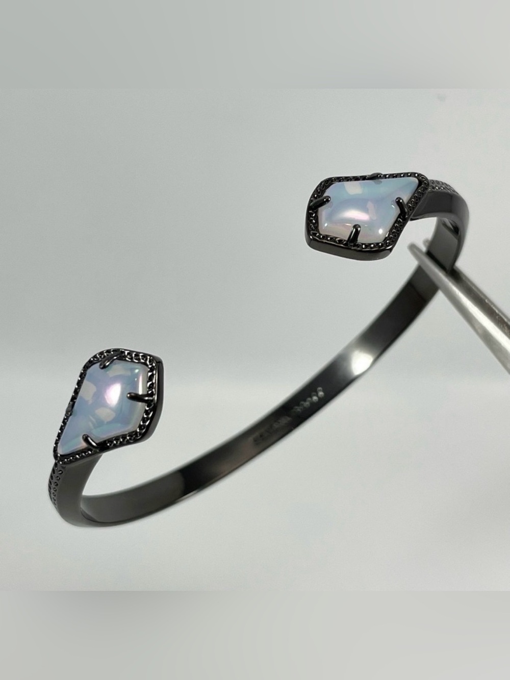 Retired Kendra Scott Liana Cuff Bracelet Opalite Gunmetal Tone Stunning